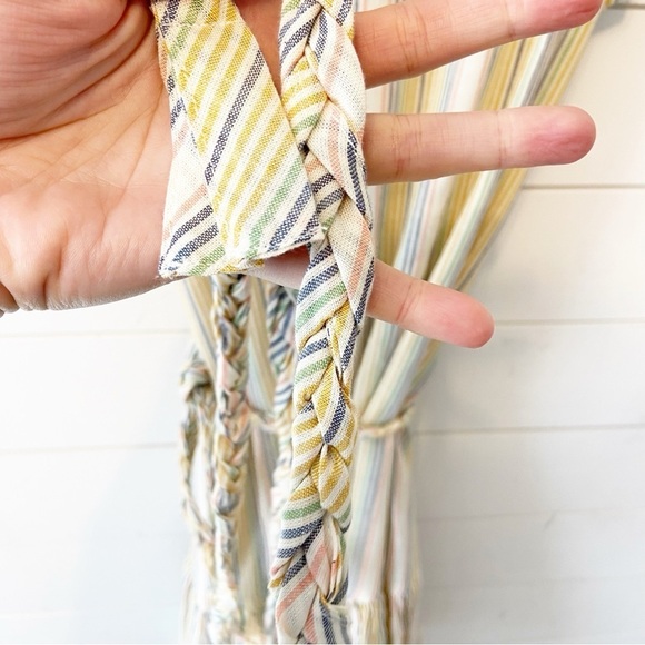 Marine Layer Laney Beachy Stripe Linen Blend Dress W/ Braided Waist Rope Medium - Picture 10 of 12